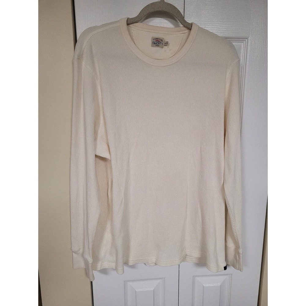 FAHERTY BRAND‎ Mens Long Sleeve Waffle Knit Thermal Shirt Cream Size XXL